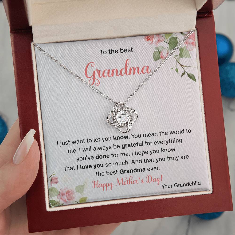 To The Best Grandma Grandmother Appreciation Necklace Love From Grandchild Gift Happy Mother’s Day For Her Sentimental Grandma Necklace Heartfelt Message For Old Lady Thank You Gift Gift For Special Person