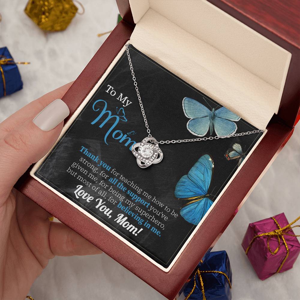 To My Mom Necklace Gift, Special Mother's Gifts, Mom Birthday Gift, Mother's Gift For Mom From Daughter And Son, 925 Silver Necklace Love Knot Necklace With Meaningful Message Card And Box.