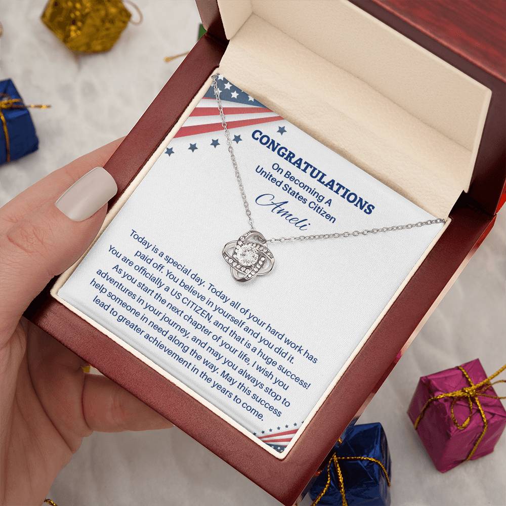 Congratulations Necklace For New U.s. Citizen Ameli Necklace For New U.s. Citizen Gift For Citizenship Achievement U.s. Citizenship Success Necklace Necklace With Citizenship Message Proud New Citizen Jewelry Necklace For First-time U.s. Citizen