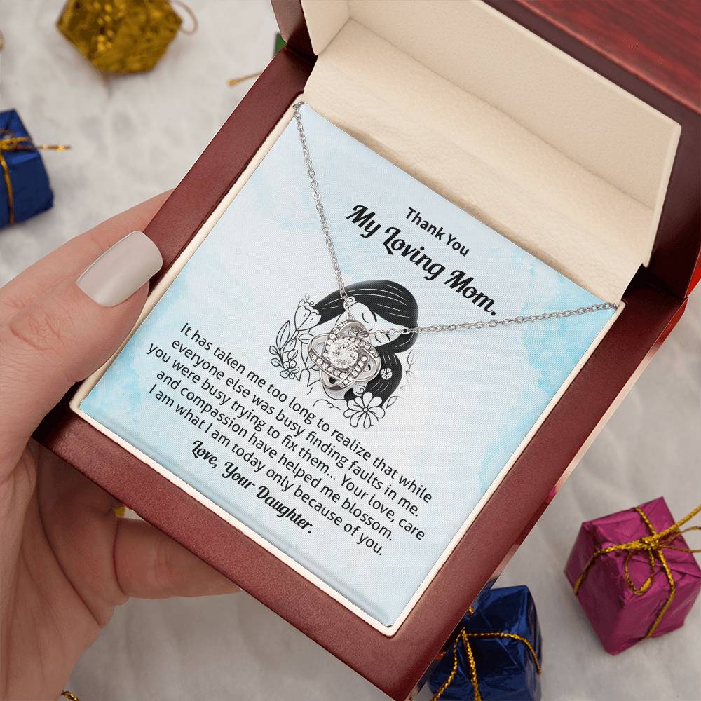 Thank You Mom Necklace Gift from Daughter Card