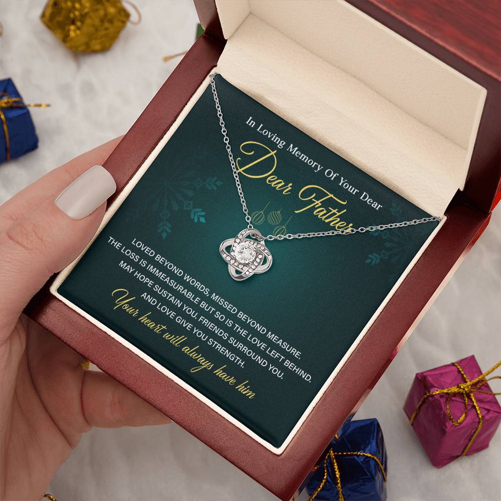Memorial Necklace for Loss of Father with Card