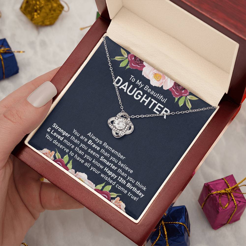 13th Birthday Necklace Gift for Daughter With Message Card