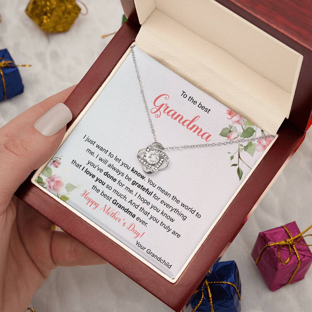 To The Best Grandma Grandmother Appreciation Necklace Love From Grandchild Gift Happy Mother’s Day For Her Sentimental Grandma Necklace Heartfelt Message For Old Lady Thank You Gift Gift For Special Person