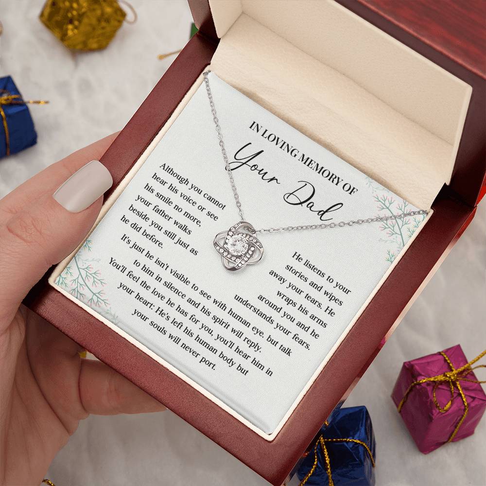 Memorial Necklace for Dad Loss with Message Card