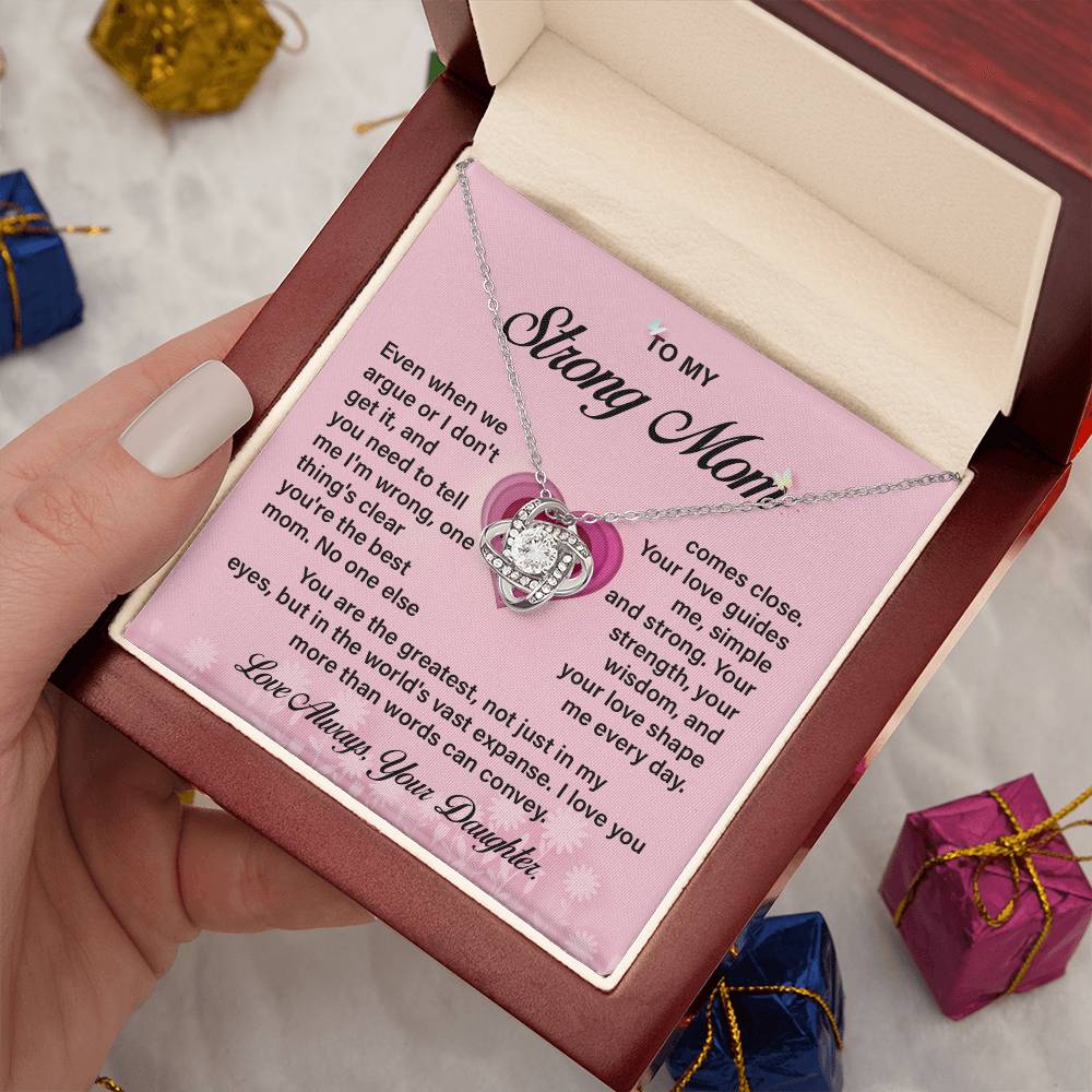 Strong Mom Necklace Gift from Daughter with Love