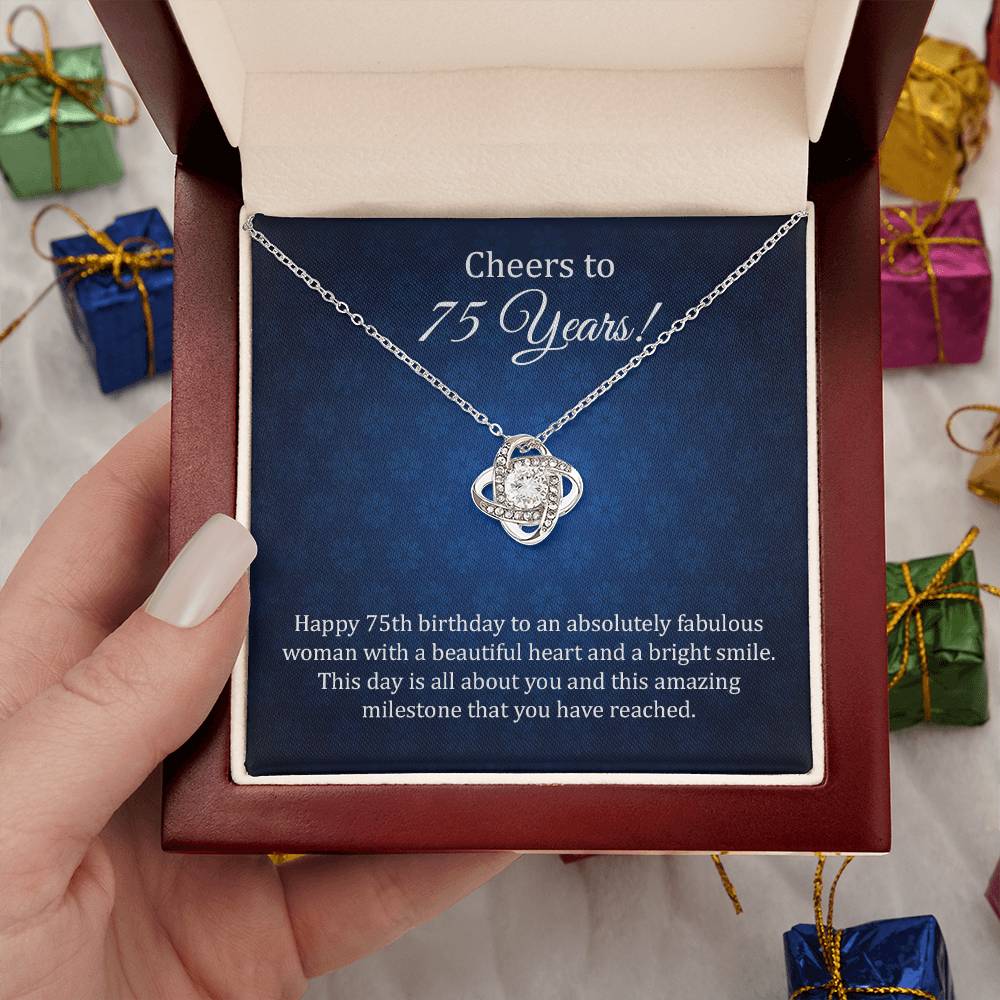 75th Birthday Necklace for Her Elegant Milestone Birthday Gift for Mom, Grandma or Wife with Message Card