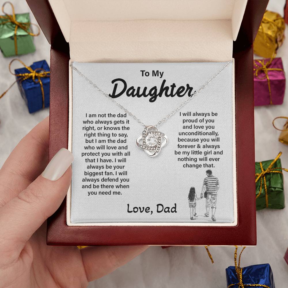 Daughter Necklace from Dad - Forever My Little Girl Love Knot Jewelry Gift