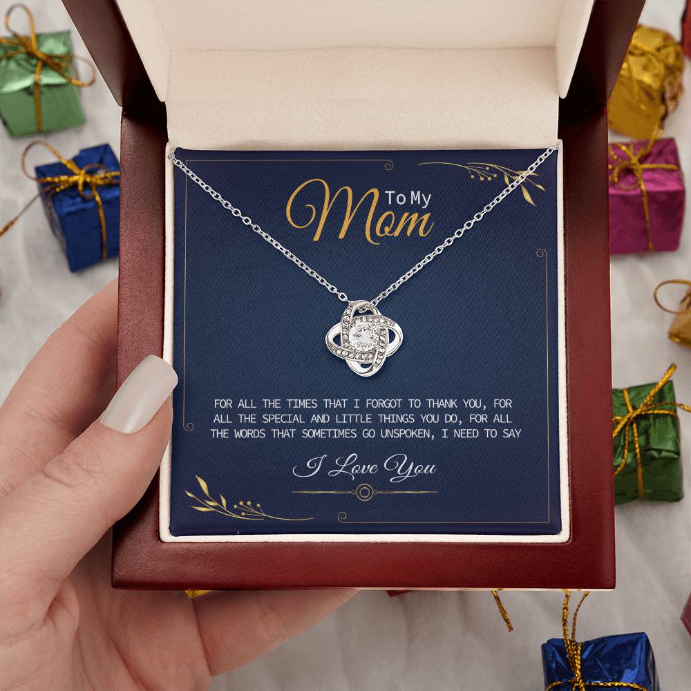 Mom Necklace Gift with Heartfelt Thank You Message Card