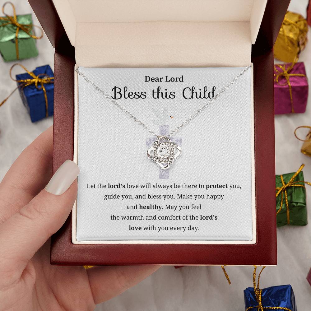 Dear Lord Bless This Little Girl Love Knot Necklace