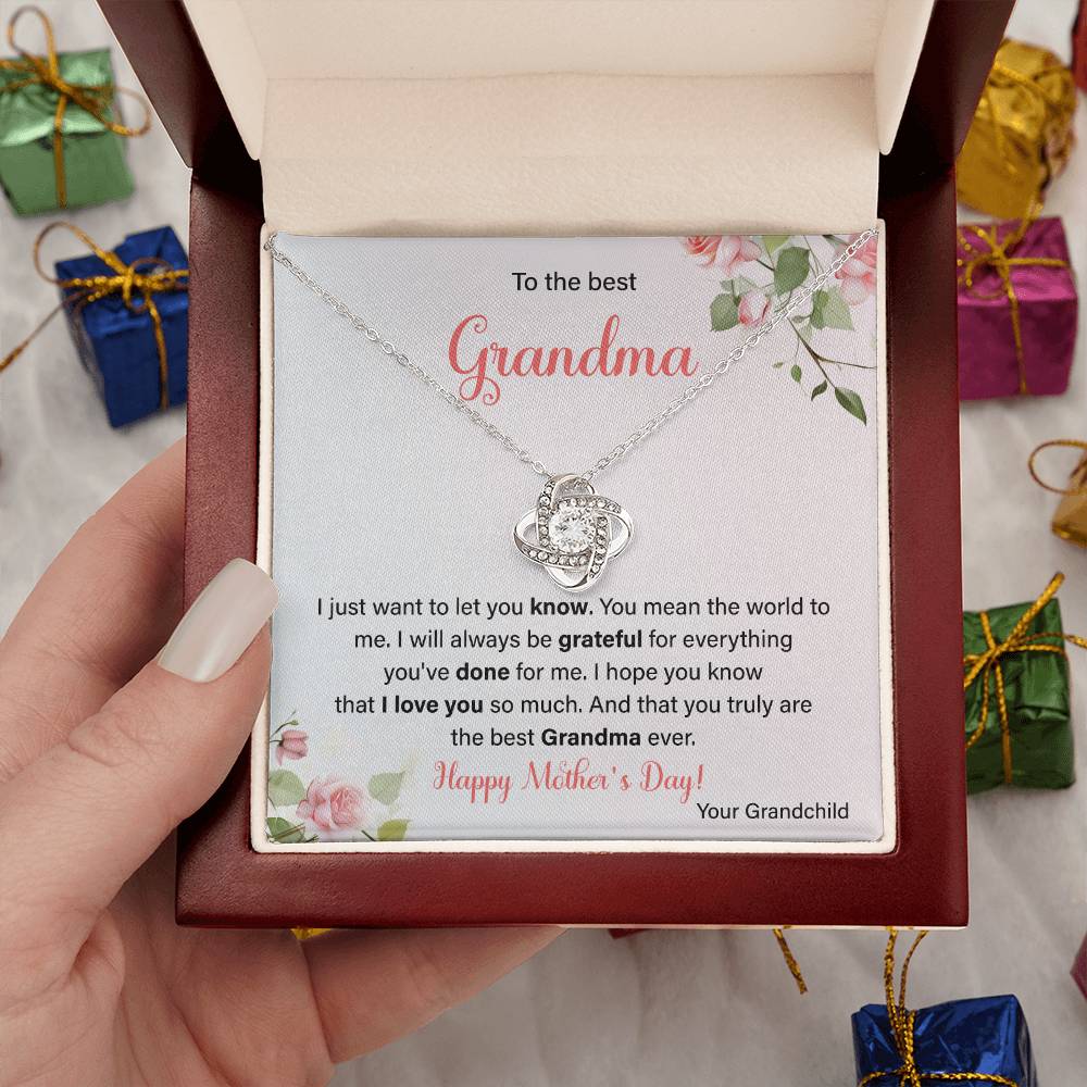 To The Best Grandma Grandmother Appreciation Necklace Love From Grandchild Gift Happy Mother’s Day For Her Sentimental Grandma Necklace Heartfelt Message For Old Lady Thank You Gift Gift For Special Person