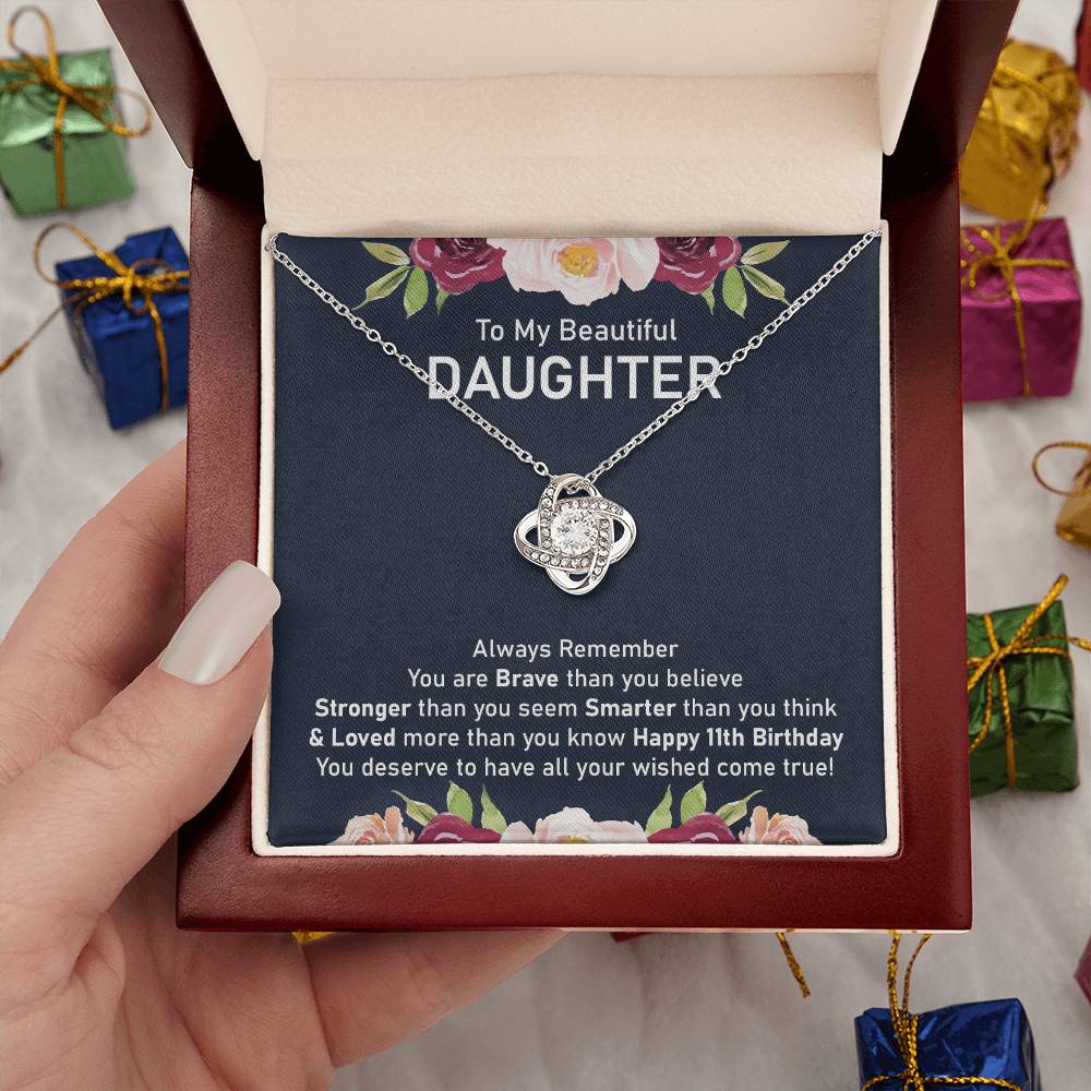 11th Birthday Necklace Gift for Daughter With Message Card