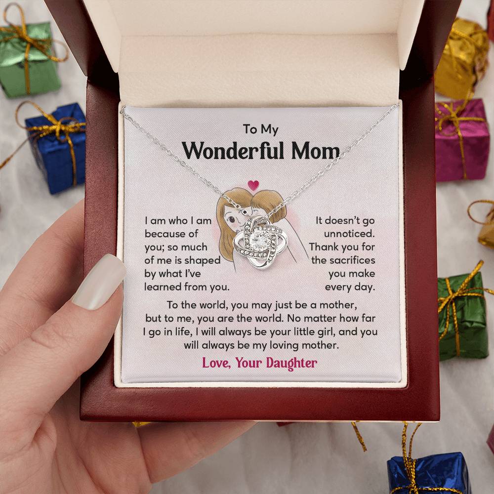 To My Wonderful Mom, Wonderful Mom Pendant Heartfelt Necklace For Her Thank You Gift For Sacrifice Sentimental Necklace For Love Loving Pendant Sentimental Pendant Appreciation Necklace For Her Special Pendant For A Mother Love Loving Pendant For Support