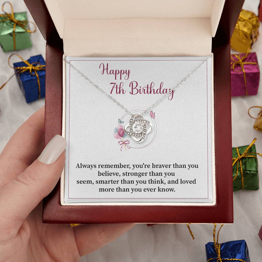 7th Birthday Necklace Gift for Girl – Sweet Message Card Jewelry