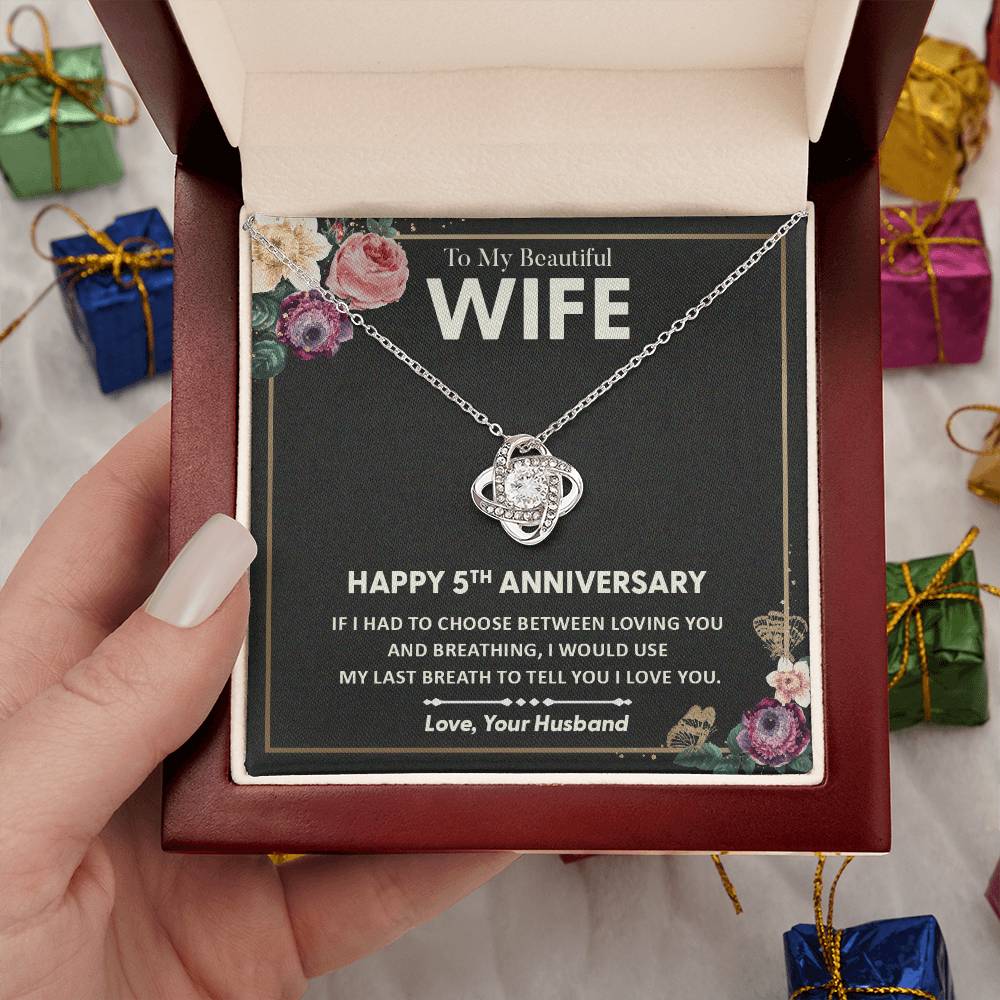 5th Anniversary Necklace Gift for Wife – Love Note Box