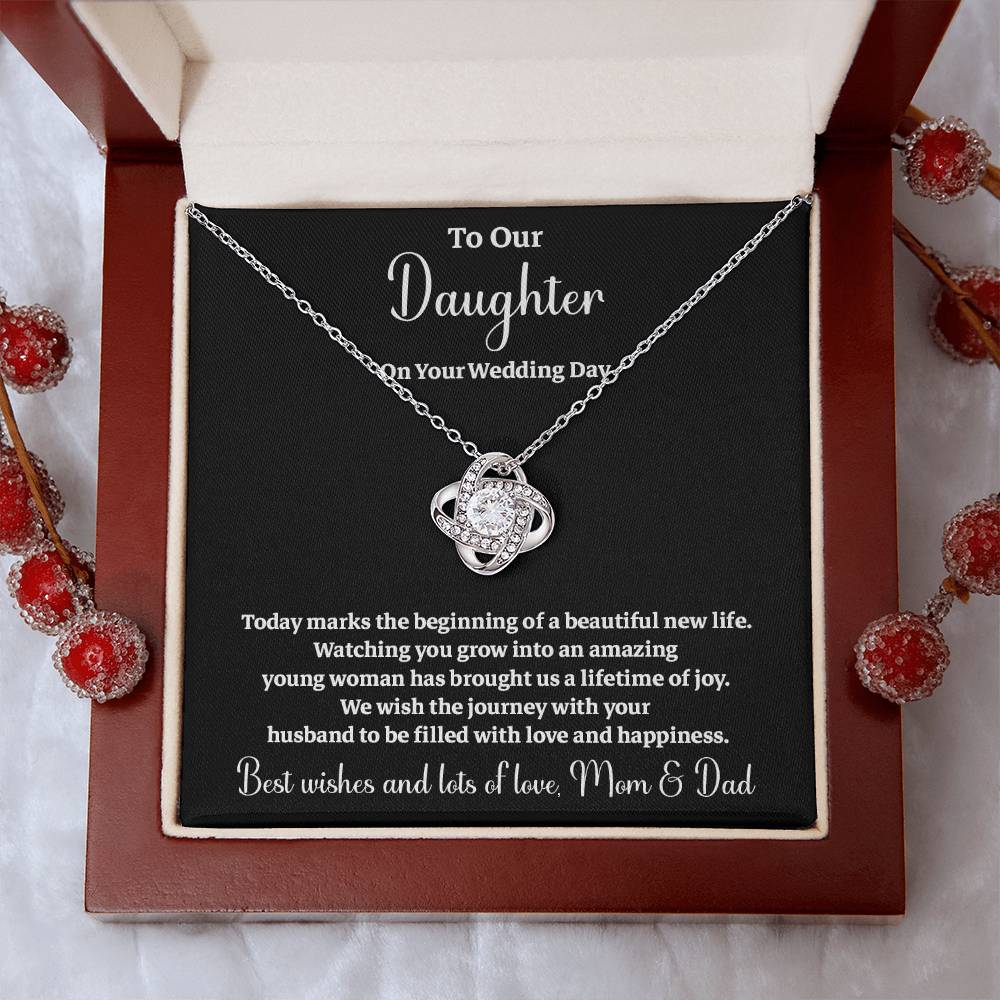 To Our Daughter On Your Wedding Day Heartfelt Wishes For A Beautiful New Life Gift From Your Mom And Dad Wedding Day Gift For Daughter New Life Celebration Jewelry Mother And Father Wedding Message Daughter's Wedding Day Jewelry Joyful Wedding Day Gift