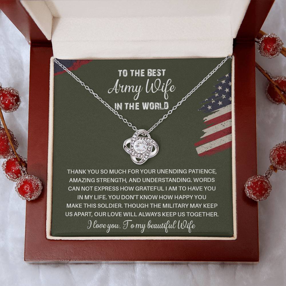 To The Best Army Wife In The World  Best Army Wife Jewelry Unwavering Support Necklace Thank You Jewelry For Wives Unique Gift For Military Spouses My Beautiful Wife Jewelry Romantic Gift For Army Wives Meaningful Gift For Military Wives