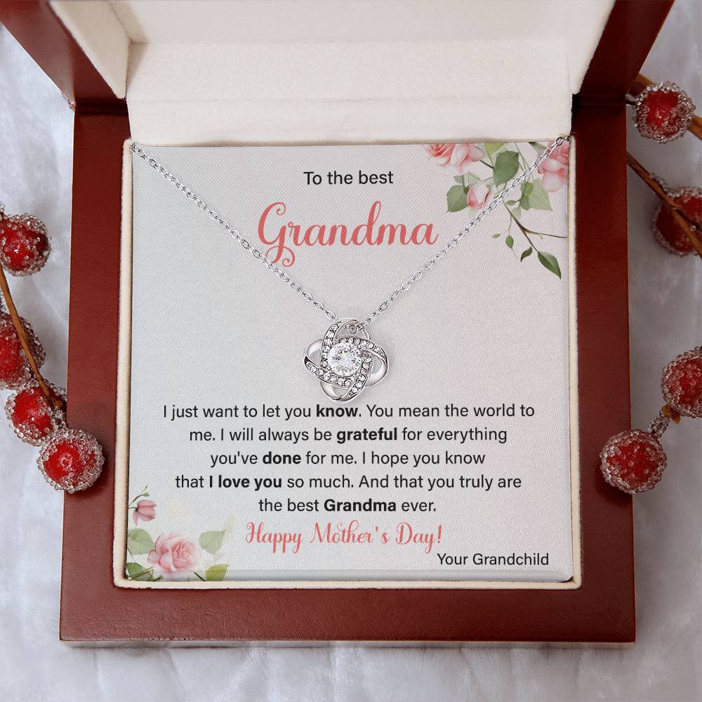 To The Best Grandma Grandmother Appreciation Necklace Love From Grandchild Gift Happy Mother’s Day For Her Sentimental Grandma Necklace Heartfelt Message For Old Lady Thank You Gift Gift For Special Person