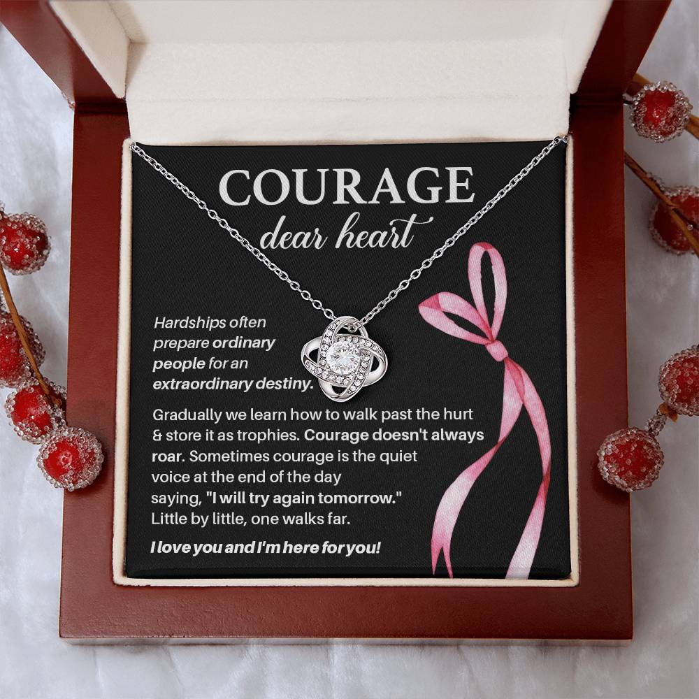 Courage, Dear Heart Overcoming Hardships Necklace Courage Necklace Extraordinary Destiny Jewelry Meaningful Gift For Cancer Patients Supportive Gift For Fighters Never Give Up Necklace Breast Cancer Necklace For Soulmate