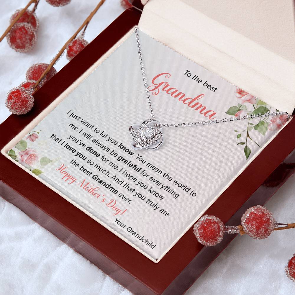 To The Best Grandma Grandmother Appreciation Necklace Love From Grandchild Gift Happy Mother’s Day For Her Sentimental Grandma Necklace Heartfelt Message For Old Lady Thank You Gift Gift For Special Person