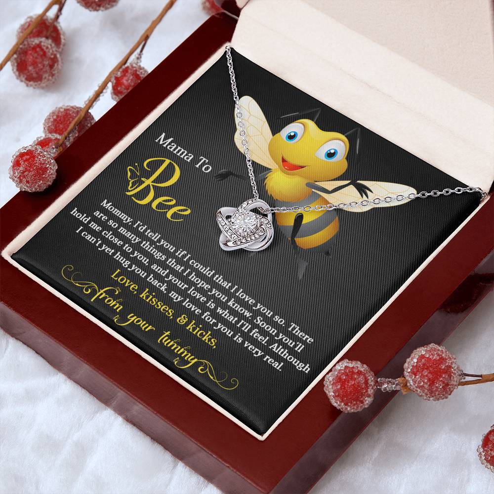 Mama To Bee Necklace For Mothe's Day Jewelry For Mom, Gift For Mommy From Baby Bump, Pregnancy Gift For Mommy Love Knot Necklace With Meaningful Message Card And Box.