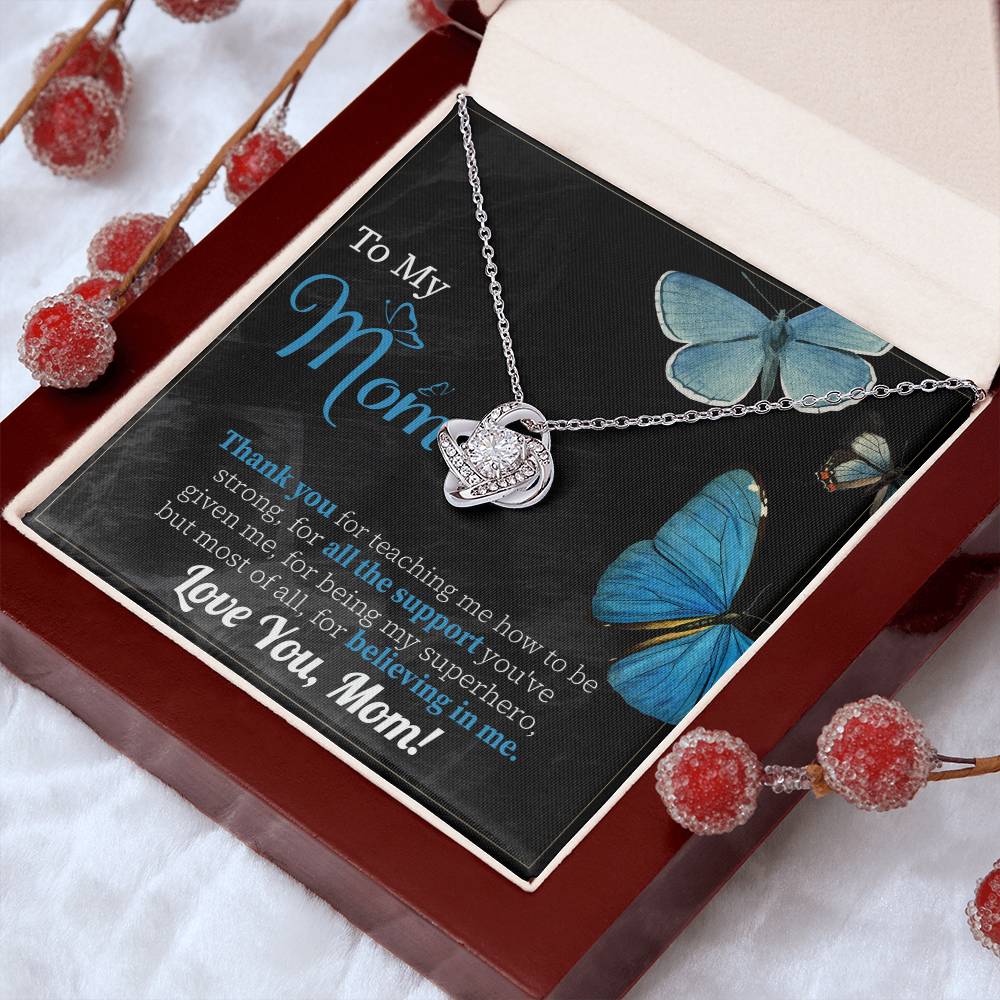 To My Mom Necklace Gift, Special Mother's Gifts, Mom Birthday Gift, Mother's Gift For Mom From Daughter And Son, 925 Silver Necklace Love Knot Necklace With Meaningful Message Card And Box.