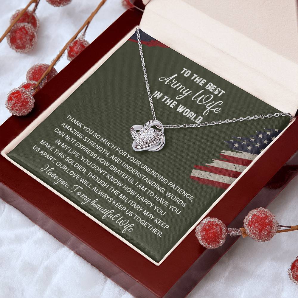 To The Best Army Wife In The World  Best Army Wife Jewelry Unwavering Support Necklace Thank You Jewelry For Wives Unique Gift For Military Spouses My Beautiful Wife Jewelry Romantic Gift For Army Wives Meaningful Gift For Military Wives