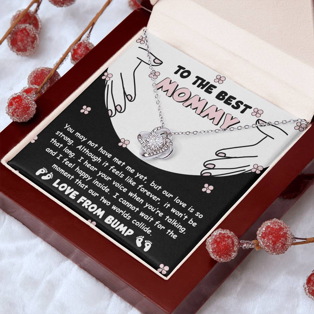 To My Best Mommy  Necklace For Mothe's Day Jewelry For Mom, Gift For Mommy From Baby Bump, Pregnancy Gift For Mommy 925 Silver Necklace Love Knot Necklace With Meaningful Message Card And Box.