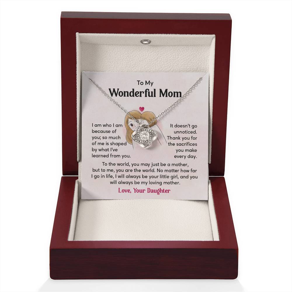 To My Wonderful Mom, Wonderful Mom Pendant Heartfelt Necklace For Her Thank You Gift For Sacrifice Sentimental Necklace For Love Loving Pendant Sentimental Pendant Appreciation Necklace For Her Special Pendant For A Mother Love Loving Pendant For Support