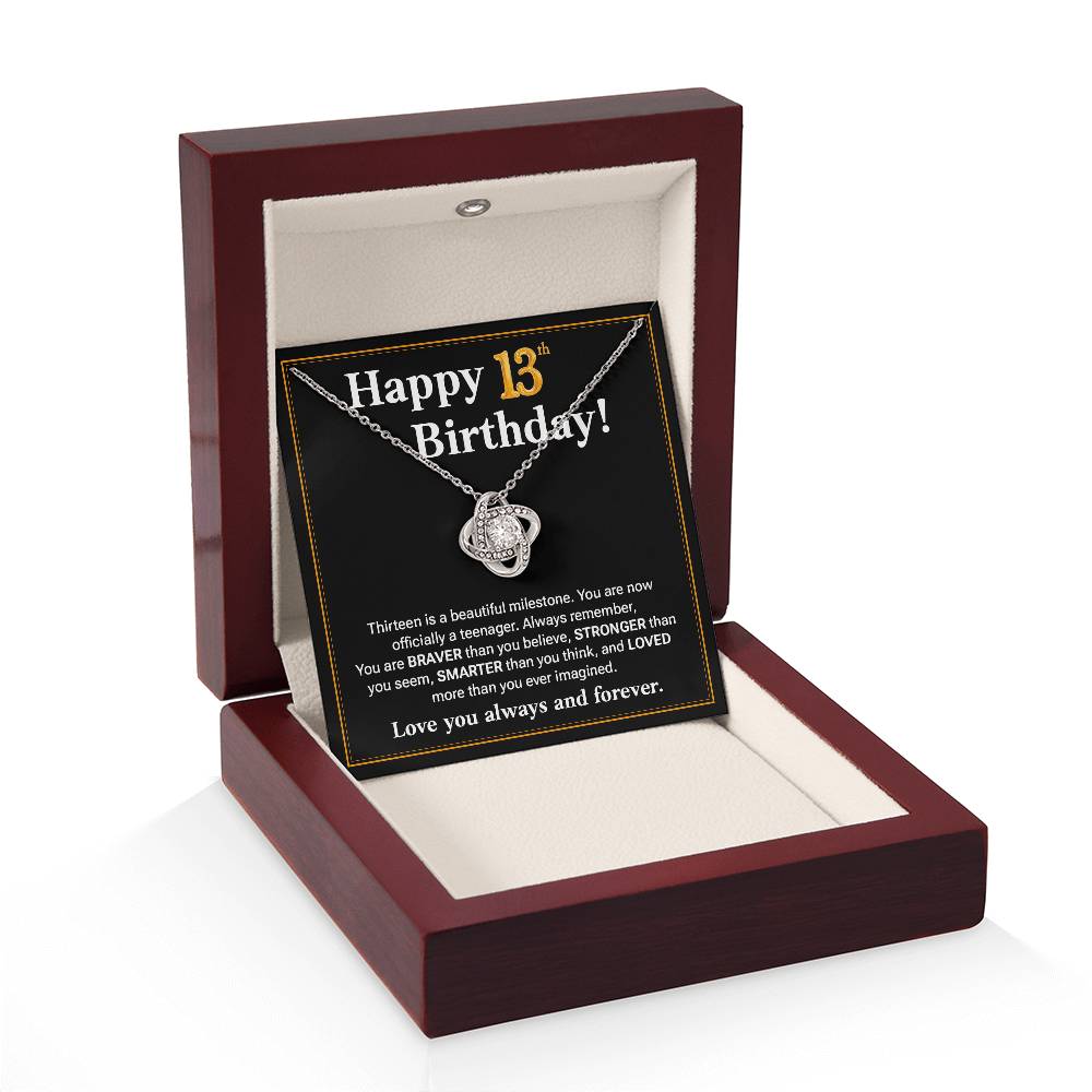 13th Birthday Necklace Gift for Teen Girl – Braver Stronger Loved