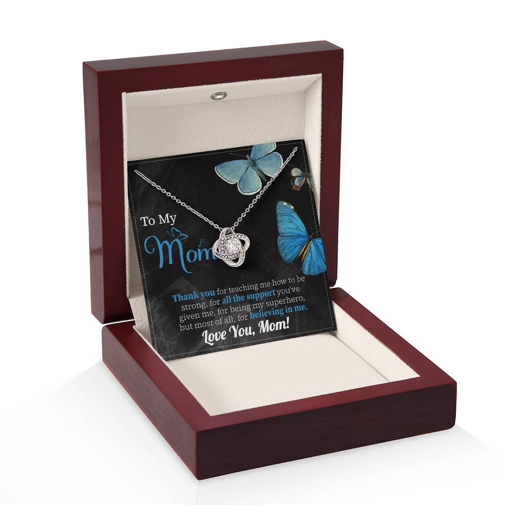 To My Mom Necklace Gift, Special Mother's Gifts, Mom Birthday Gift, Mother's Gift For Mom From Daughter And Son, 925 Silver Necklace Love Knot Necklace With Meaningful Message Card And Box.