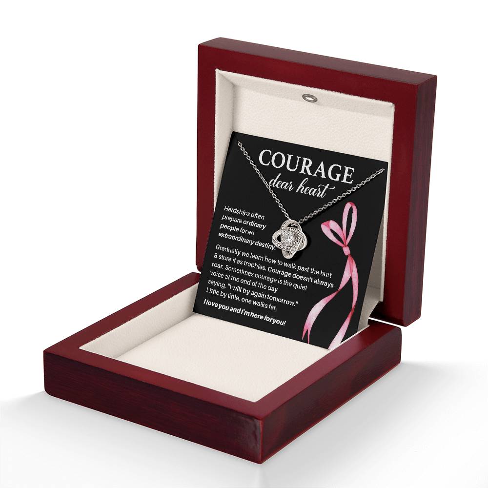 Courage, Dear Heart Overcoming Hardships Necklace Courage Necklace Extraordinary Destiny Jewelry Meaningful Gift For Cancer Patients Supportive Gift For Fighters Never Give Up Necklace Breast Cancer Necklace For Soulmate