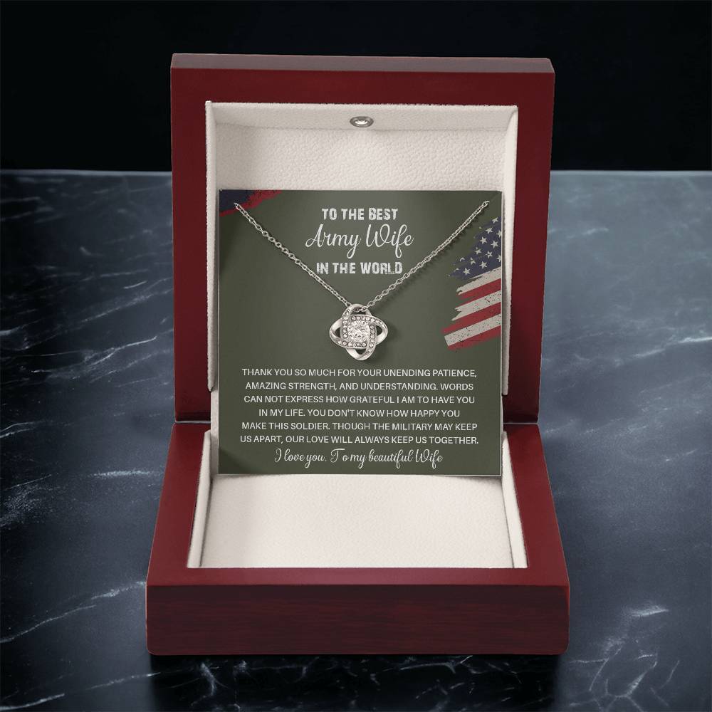 To The Best Army Wife In The World  Best Army Wife Jewelry Unwavering Support Necklace Thank You Jewelry For Wives Unique Gift For Military Spouses My Beautiful Wife Jewelry Romantic Gift For Army Wives Meaningful Gift For Military Wives