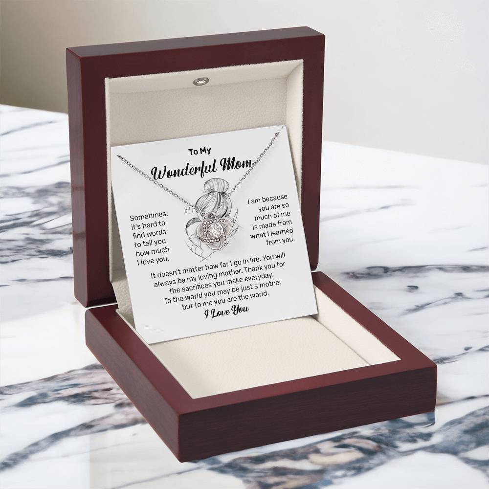 To My Wonderful Mom Heartfelt Necklace For Her Loving Jewelry For Mother's Day Thank You Gift Sentimental Necklace For Care Loving Pendant For A Cherished Bond Sentimental Pendant Appreciation Necklace For Her Thoughtful Necklace For Love And Support