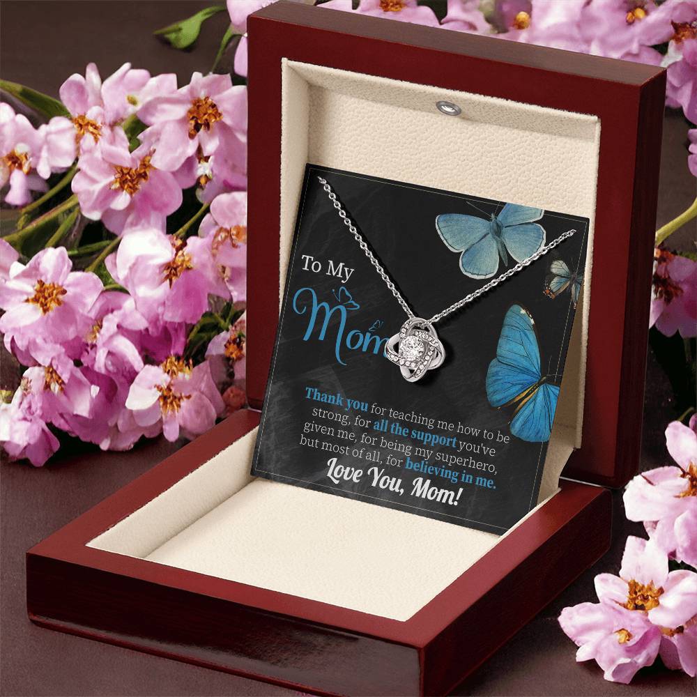 To My Mom Necklace Gift, Special Mother's Gifts, Mom Birthday Gift, Mother's Gift For Mom From Daughter And Son, 925 Silver Necklace Love Knot Necklace With Meaningful Message Card And Box.