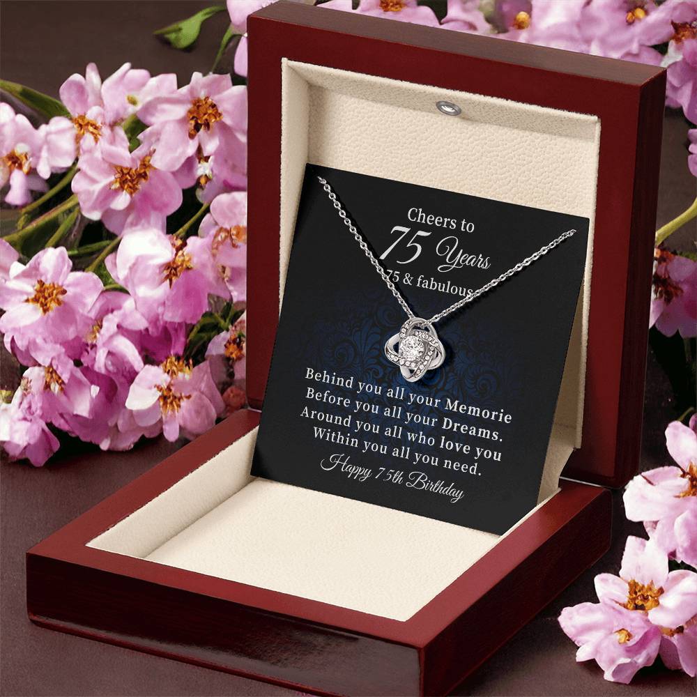 Cheers to 75 Years Necklace Birthday Gift for Her