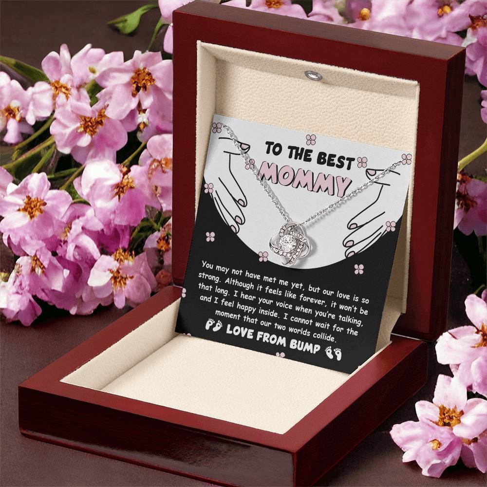 To My Best Mommy  Necklace For Mothe's Day Jewelry For Mom, Gift For Mommy From Baby Bump, Pregnancy Gift For Mommy 925 Silver Necklace Love Knot Necklace With Meaningful Message Card And Box.