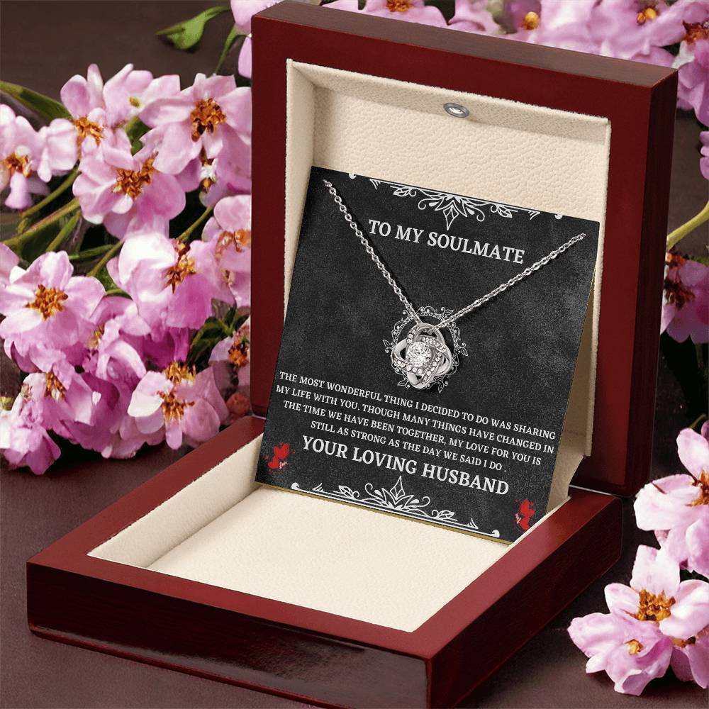 Soulmate Necklace Gift from Husband – Love Knot Pendant with Heartfelt Message Card