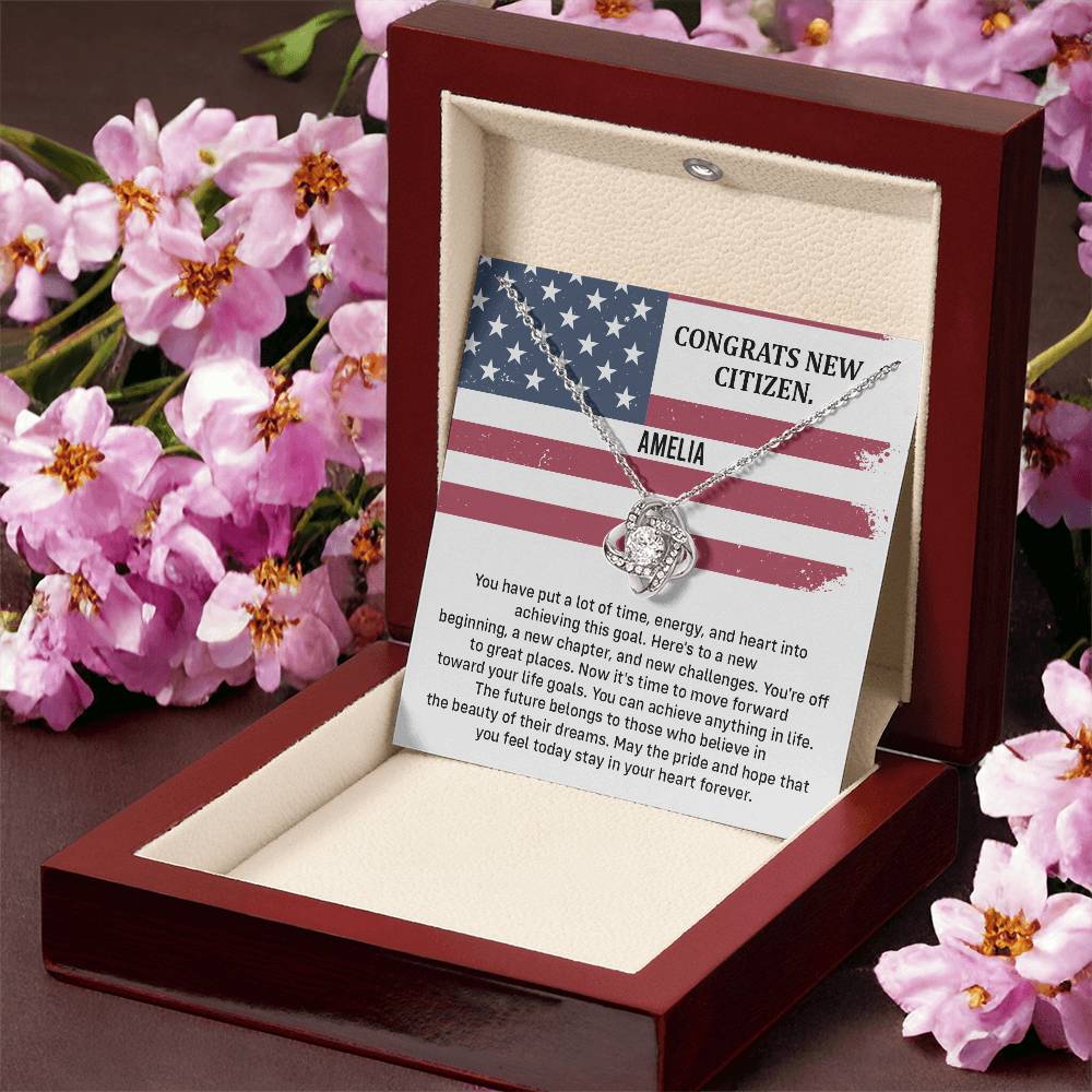 Congrats Necklace For New U.s. Citizen Amelia Necklace For New U.s. Citizen Necklace With Citizenship Message Gift For Citizenship Milestone Necklace For Official U.S Citizen Gift For American Citizenship Success Necklace For US Naturalization Celebration