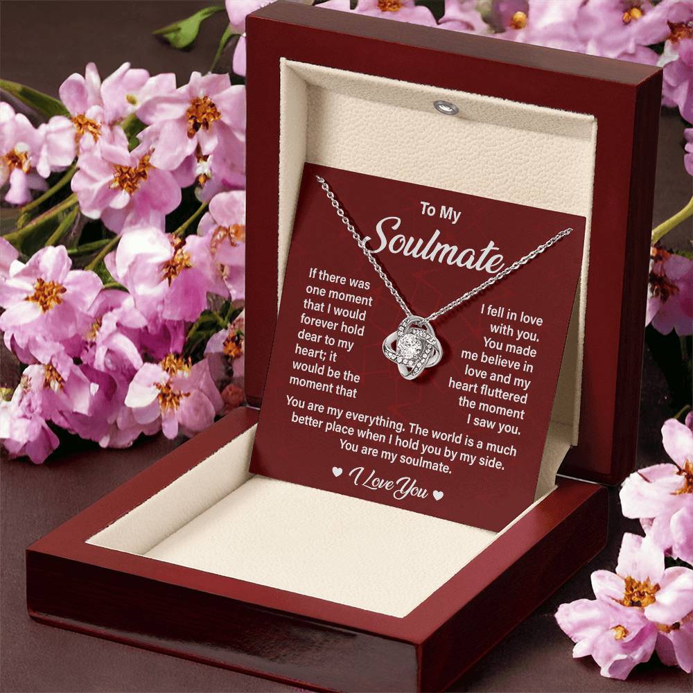 Soulmate Necklace Gift for Her with Love Quote