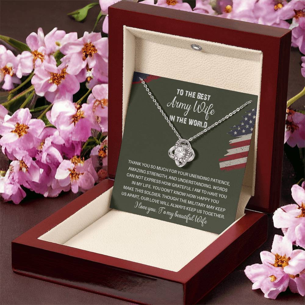 To The Best Army Wife In The World  Best Army Wife Jewelry Unwavering Support Necklace Thank You Jewelry For Wives Unique Gift For Military Spouses My Beautiful Wife Jewelry Romantic Gift For Army Wives Meaningful Gift For Military Wives