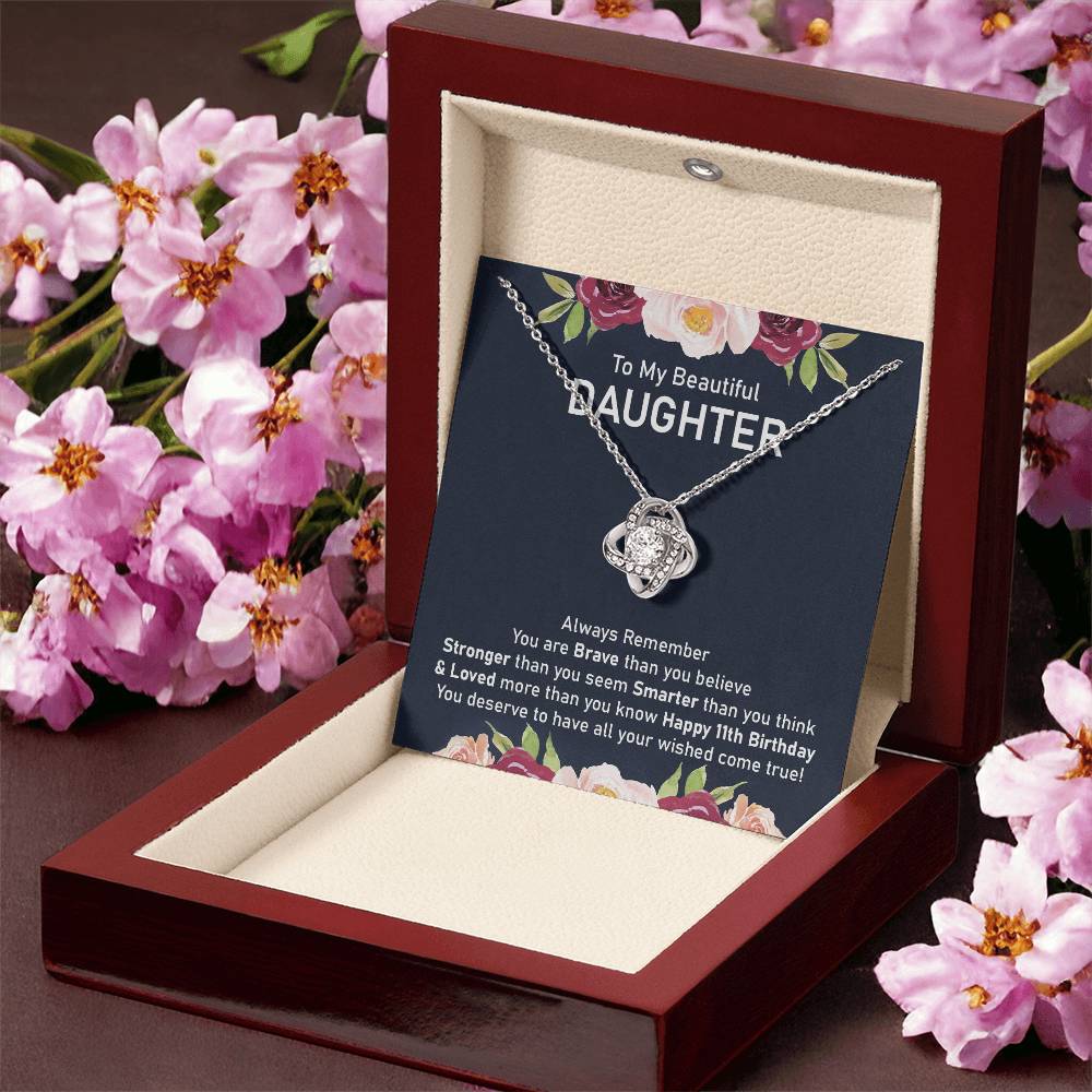 11th Birthday Necklace Gift for Daughter With Message Card