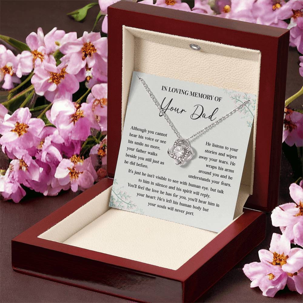 Memorial Necklace for Dad Loss with Message Card