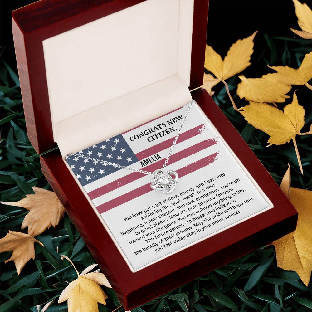 Congrats Necklace For New U.s. Citizen Amelia Necklace For New U.s. Citizen Necklace With Citizenship Message Gift For Citizenship Milestone Necklace For Official U.S Citizen Gift For American Citizenship Success Necklace For US Naturalization Celebration