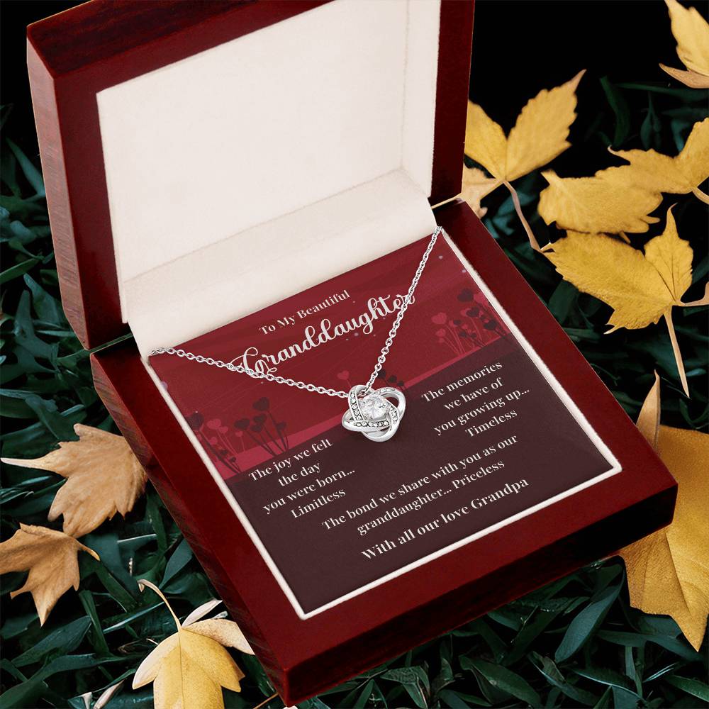 Granddaughter Necklace Gift from Grandpa with Message Card