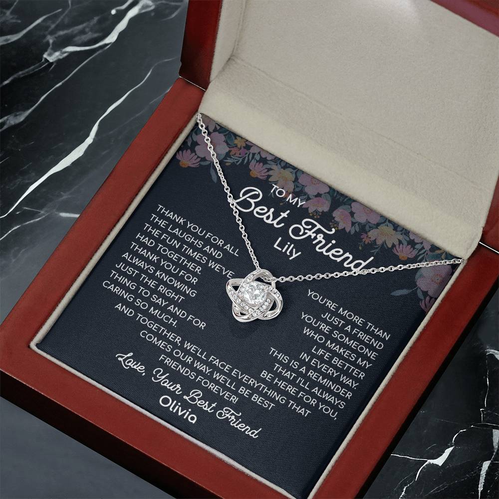 To My Best Friend, A Bond Like No Other Necklace Heart's Delight Necklace Thankful For Our Memories Together Gift Necklace Of Heartfelt Appreciation Necklace Of Unconditional Friendship Best Friends Forever Jewelry Heartfelt Message With Necklace