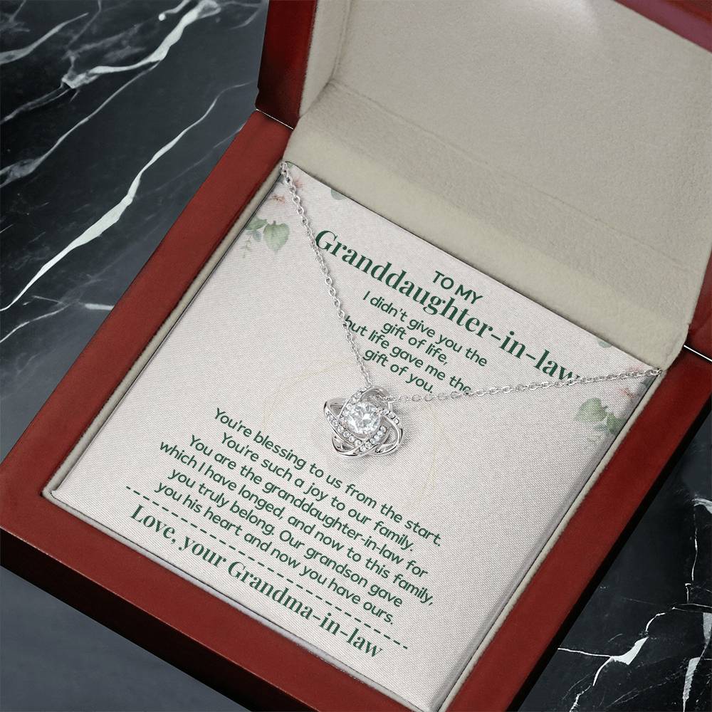 To My Granddaughter-in-law - Necklace Gift Family Is Made From Love, Not Genes Thank You For Making My Grandson Feel Complete Heartfelt Jewelry To Celebrate Our Family Bond Heartfelt Jewelry For Granddaughter-in-law Love And Family Necklace Gift