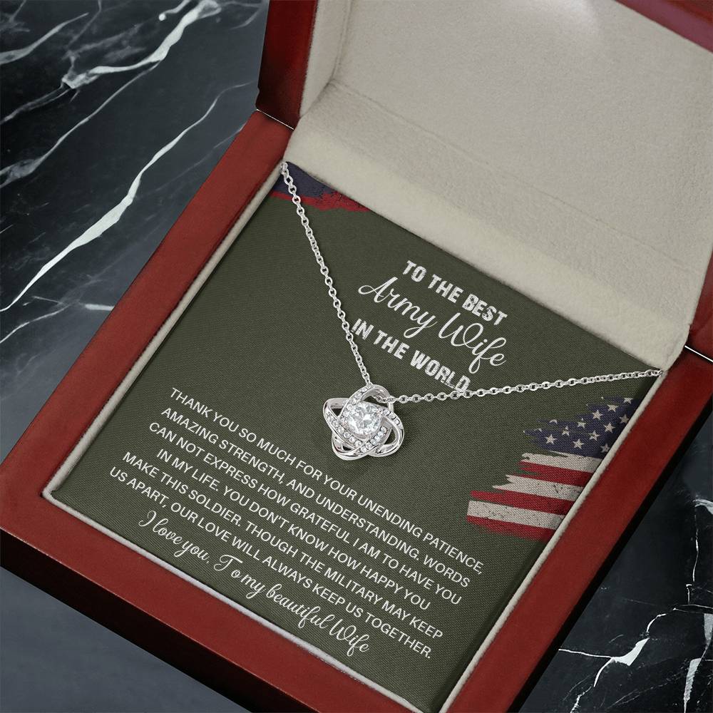 To The Best Army Wife In The World  Best Army Wife Jewelry Unwavering Support Necklace Thank You Jewelry For Wives Unique Gift For Military Spouses My Beautiful Wife Jewelry Romantic Gift For Army Wives Meaningful Gift For Military Wives