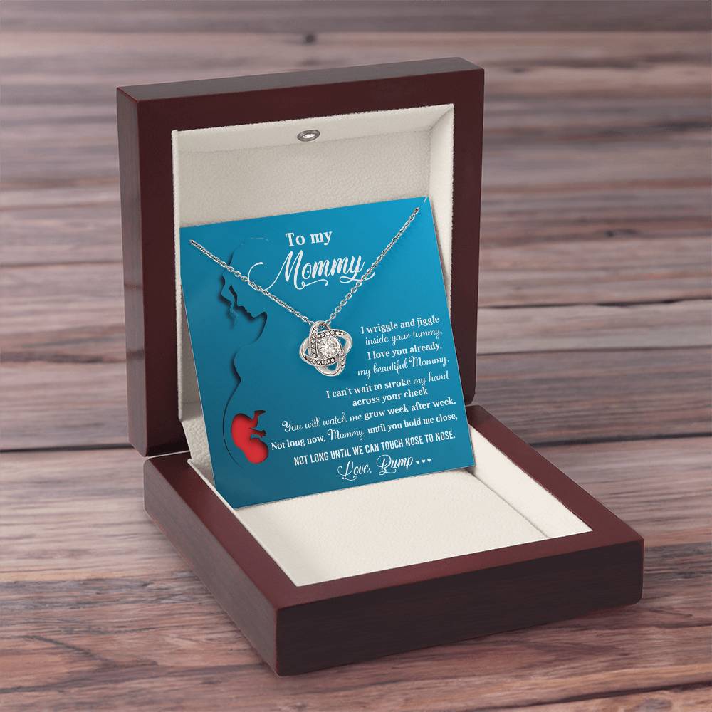 To My Mommy Necklace For Mothe's Day Jewelry For Mom, Gift For Mommy From Baby Bump, Pregnancy Gift For Mommy Love Knot Necklace With Meaningful Message Card And Box.