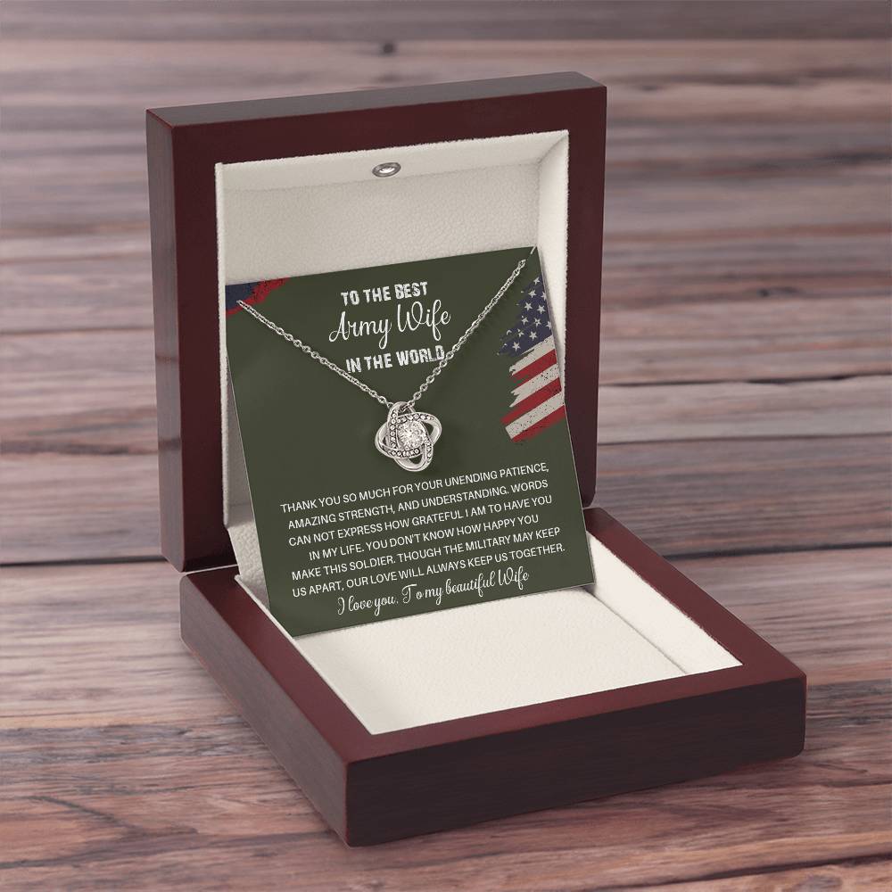 To The Best Army Wife In The World  Best Army Wife Jewelry Unwavering Support Necklace Thank You Jewelry For Wives Unique Gift For Military Spouses My Beautiful Wife Jewelry Romantic Gift For Army Wives Meaningful Gift For Military Wives