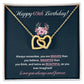 69th Birthday Gift for Her – Interlocking Hearts Necklace with Card